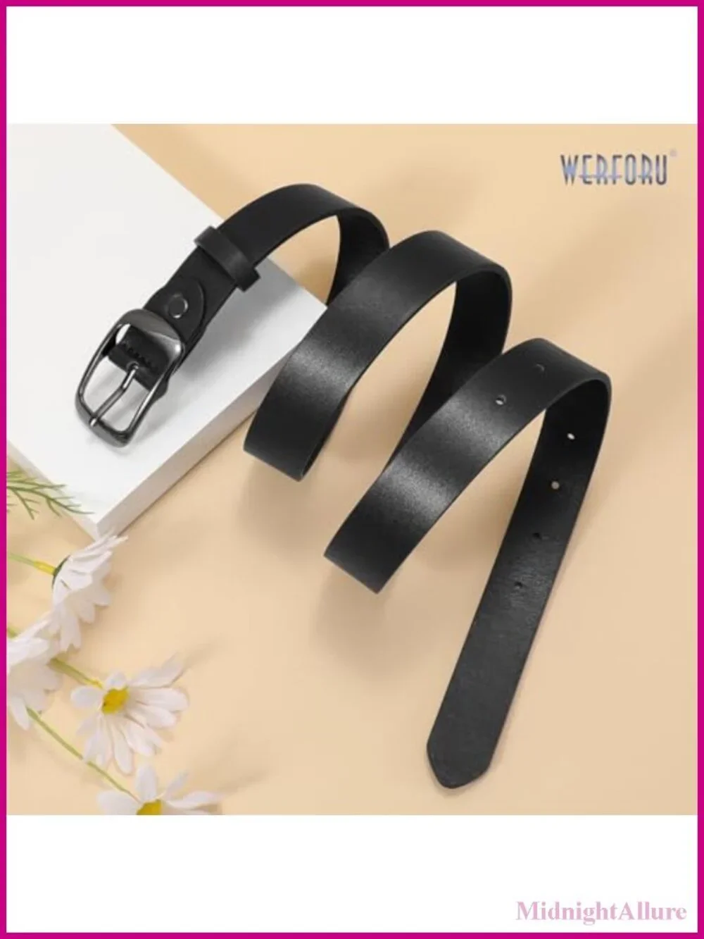 Plus Size PU Leather Belt with Metal Buckle Adjustable Waist